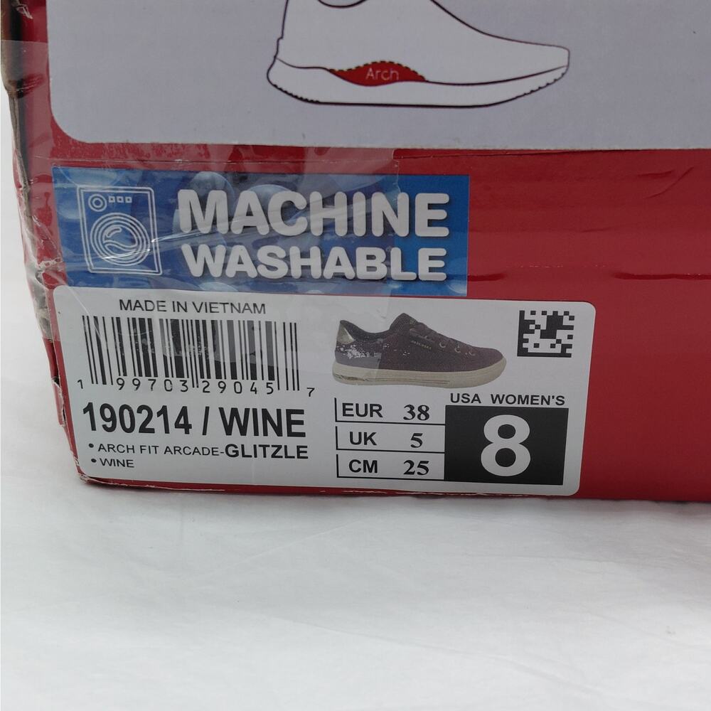 Skechers Womens Low Top Sneakers Size 8 Wine Athleisure Preppy Comfort Shoes - Picture 11 of 13